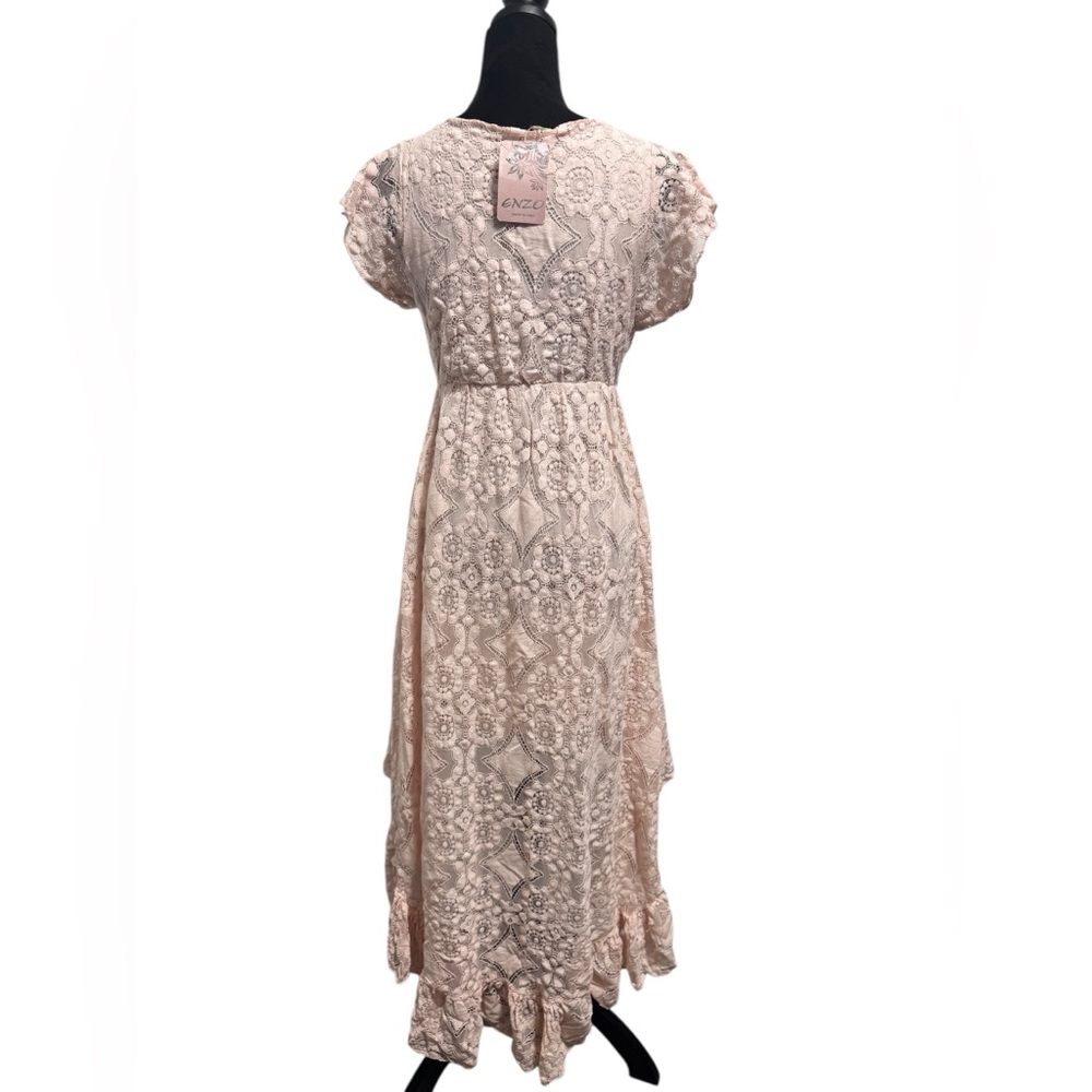 Enzo Made in Italy Lace Hi Low Dress Pink - Picture 3 of 14